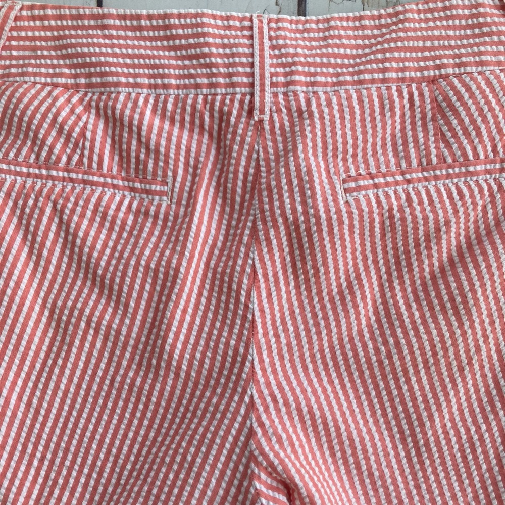 J Crew City Fit Shirts Size 4 Coral & White Striped - Picture 5 of 8
